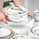 Axya Gold Marble Ceramic Kitchen Dinner Set for Food, Salad, Noodles, Soups