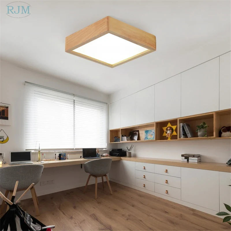 Axyaa Solid Wood Ceiling Lamp: Nordic Simple LED Lights for Home Living Room Bedroom