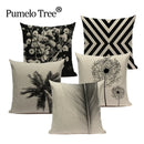 Geometric Meditation Decorative Throw Pillow Cover Axyaa Black White Linen Square Case