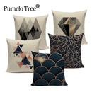 Axyaa Striped Geometric Cushion Cover 45x45cm in Black, Blue