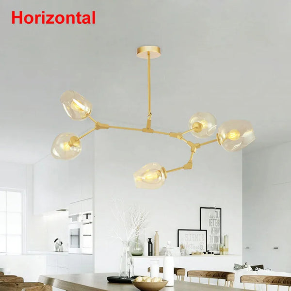 Axyaa Modern Globe Glass Chandelier for Living Room/Restaurant - Industrial E27 Lamps