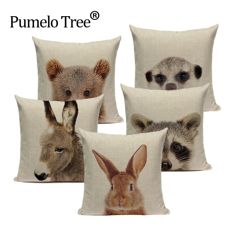 Axyaa Deer Print Cushion Cover 45x45cm Sofa Car Decor Pillow