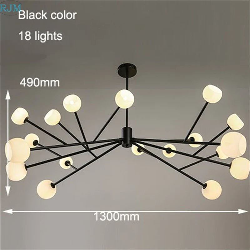 Axyaa Nordic Glass Ball Chandelier: Modern E27 Gold Iron Hanging Lamp for Home, Shop & Restaurant