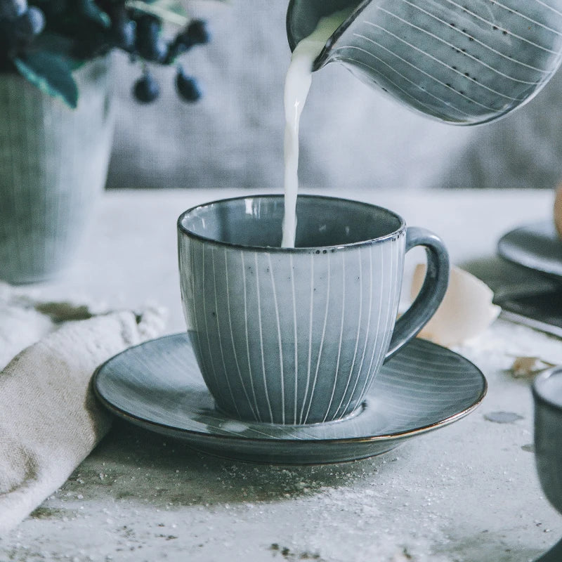 Axya Creative Coffee Cup Set with Saucer for Afternoon Tea and Breakfast