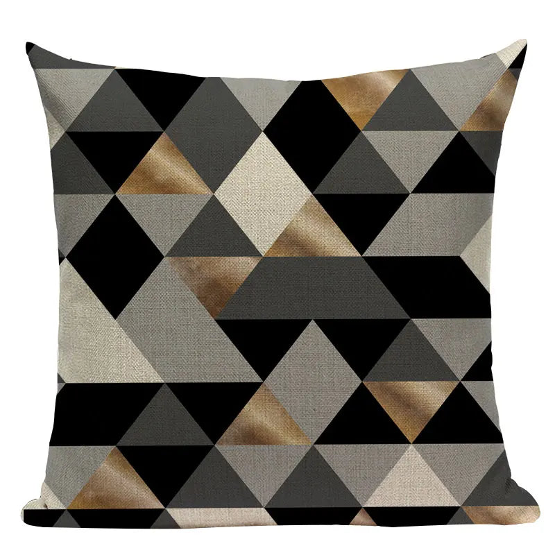 Axyaa Striped Geometric Cushion Cover 45x45cm in Black, Blue