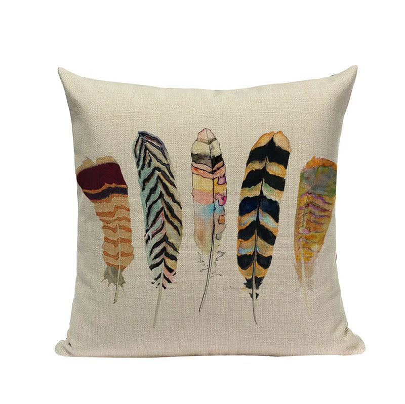 Axyaa Cotton Linen Feather Cushion Cover for Home Decor