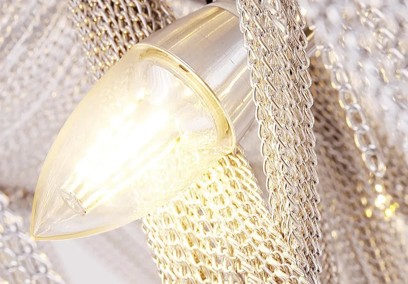 Axyaa Silver Aluminum Chain Chandelier Pendant Lamp