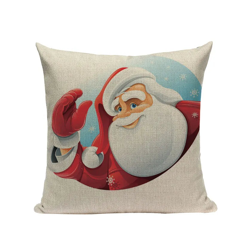 Axyaa Christmas Santa Claus Cushion Cover 45X45cm Deer Pillow Cases Kids Gift