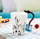 Axyaa Music Violin Guitar Ceramic Mug with Handle - Novelty Stave Coffee Cup
