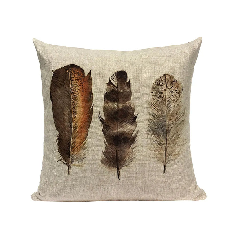 Axyaa Cotton Linen Feather Cushion Cover for Home Decor