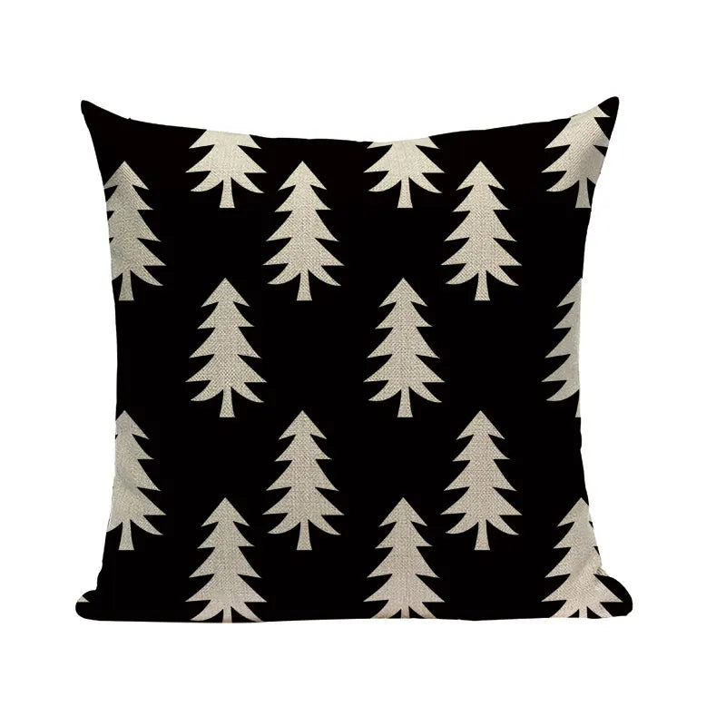 Axyaa Woven Flower Tree Cushion Cover - Black & White Decorative Pillowcase