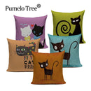 Axyaa Hand Painted Cat Eyes Linen Pillow Cover, Nordic Style, Black White Pattern