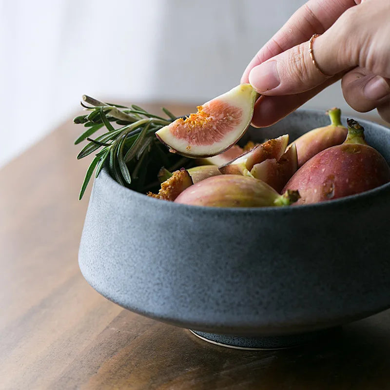 Axya Gray Marble Ceramic Soup Salad Bowl Set for Hotel & Clubhouse Dining