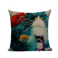 Square Cat Pillow Covers by Axyaa: Cute Cartoon Print Sofa Throw Pillow Cover
