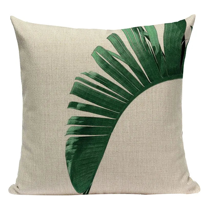 Axyaa Tropical Leaves Pillowcases - Rainforest Style Plant Cushion Covers
