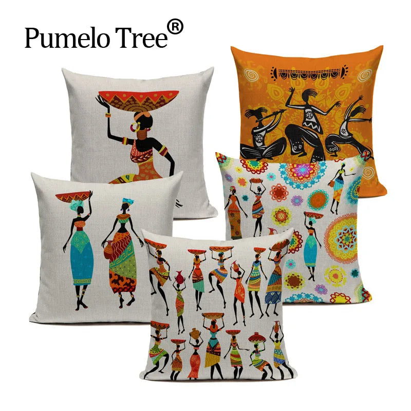 Axyaa African Geometric Dance Pillow Cover Ethnic Bedroom Sofa Decor