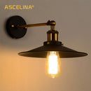 Axyaa Vintage Industrial Wall Sconces Metal Lampshade E27 Edison Bulbs