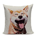 Animal Dog Cushion Cover French Bulldog Pug Pillowcase Woven Linen Decor Home Axyaa