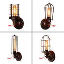 Axyaa Industrial Rust Wall Lamp: Metal Cage Wall Light, Adjustable Angle Wall Sconce