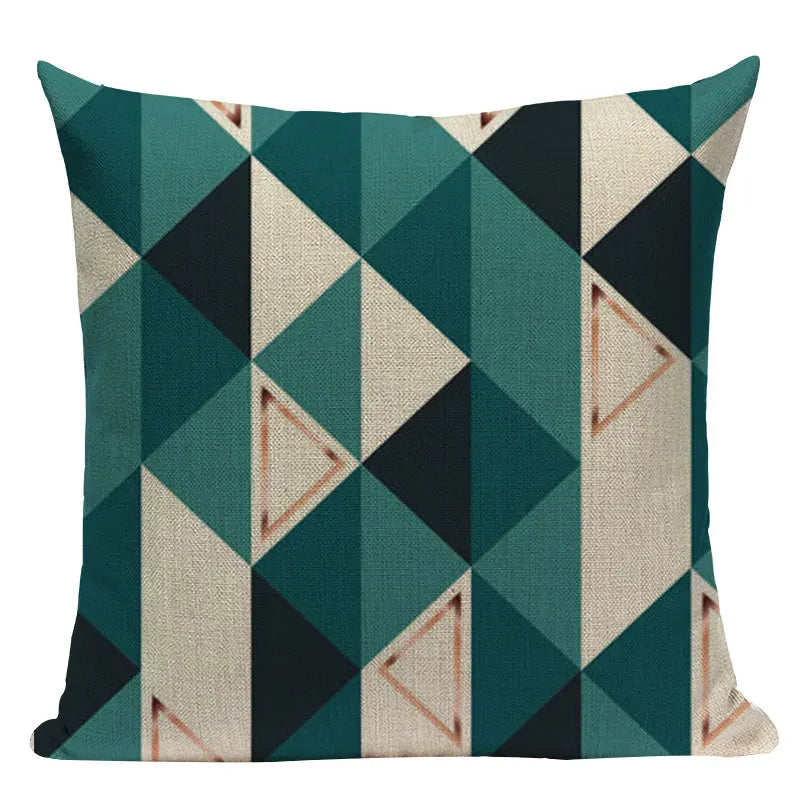 Axyaa Farmhouse Geometric Cushion Covers in Green and White