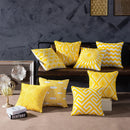 Axyaa Yellow Geometric Embroidered Cushion Cover 45x45cm