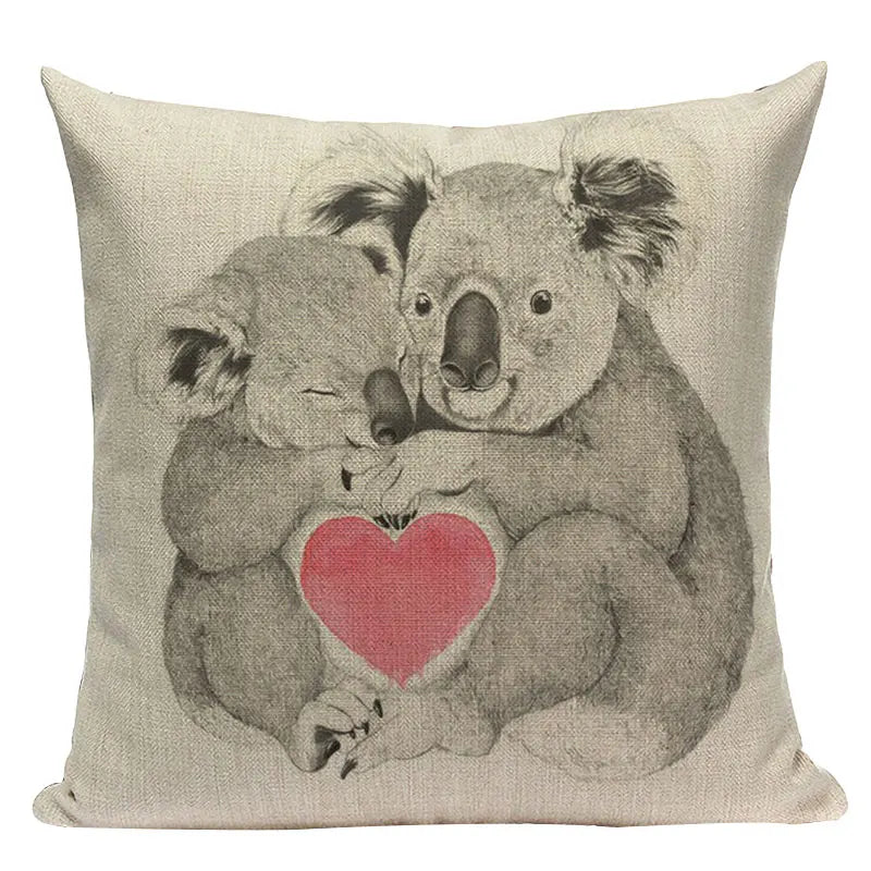 Axyaa Cute Animal Cartoon Home Decor Cushions - Golden Retriever & Koala Pillows