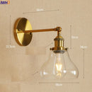 Axyaa Vintage Brass Swing Arm Wall Sconce Glass Industrial Wall Light