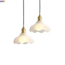 Axyaa Nordic Copper LED Pendant Light with White Glass - Vintage Hanging Lamp