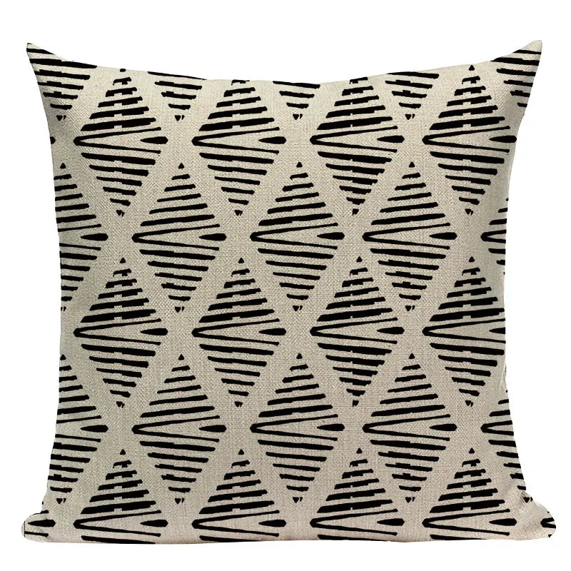 Axyaa Geometric Linen Cushion Cover 45x45cm - High Quality Decor Pillow