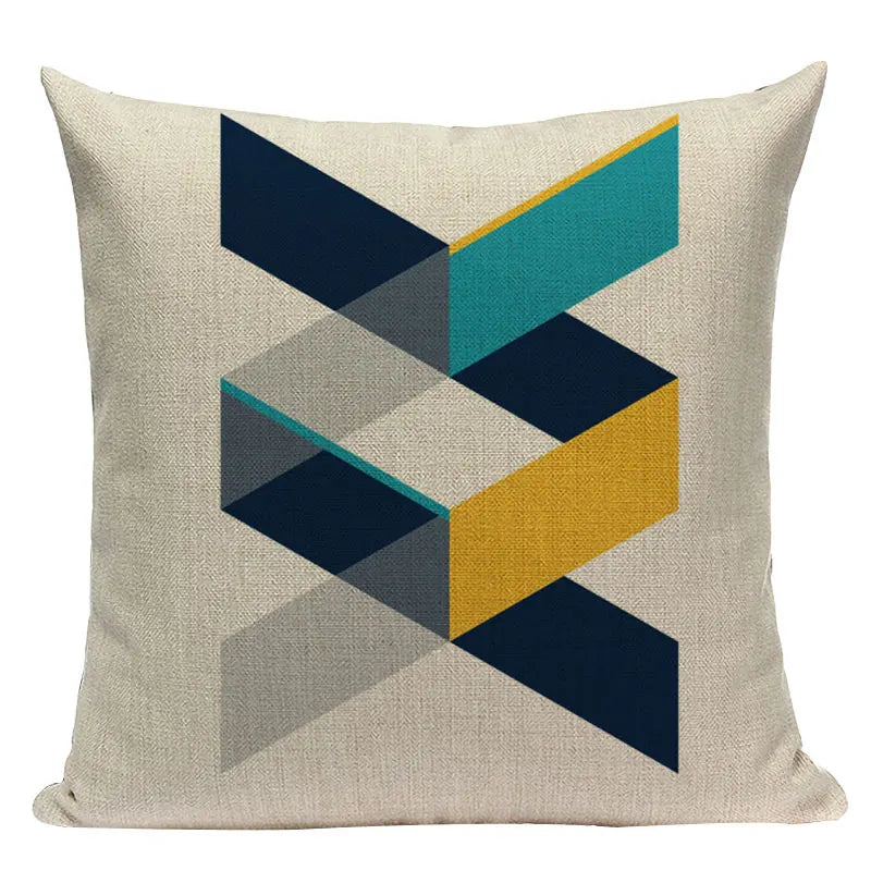 Nordic Geometric Deer Cushion Cover - Axyaa Yellow Heart Throw Pillow Case