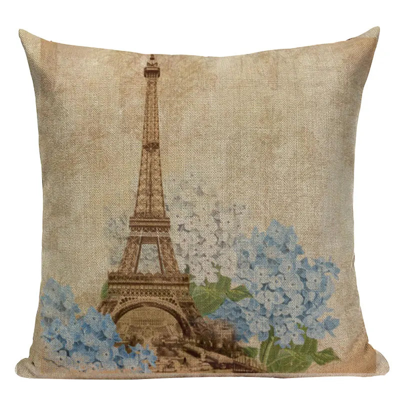Axyaa London Bridge Paris Eiffel Tower Decorative Printed Throw Pillows