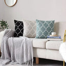 Axyaa Moroccan Embroidered Cushion Cover Grey Black Blue Square 45x45cm Cotton Pillow Cover