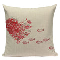 Colorful Fish Pattern Linen Cushion Cover by Axyaa