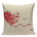 Colorful Fish Pattern Linen Cushion Cover by Axyaa