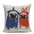 Animal Dog Cushion Cover French Bulldog Pug Pillowcase Woven Linen Decor Home Axyaa
