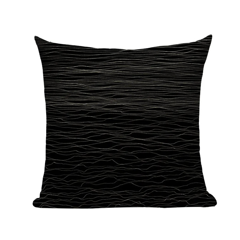 Axyaa Geometric Wave Dots Line Spring Cushion Cover - Black White - Custom Home Decor Pillow Cover