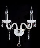 Axyaa White Crystal Wall Lamp with Double Head LED E14 Bulbs
