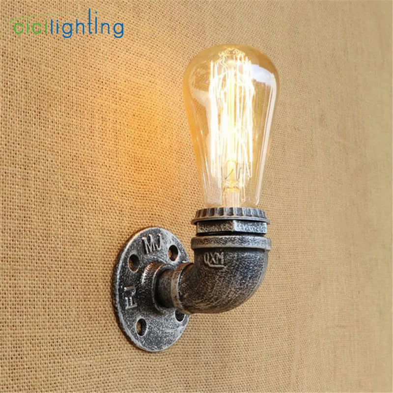 Axyaa Steampunk Loft Pipe Wall Lamp in Black Brown Bronze Silver - Pipe Wall Lighting