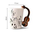 Axyaa Music Violin Guitar Ceramic Mug with Handle - Novelty Stave Coffee Cup