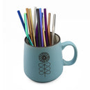 Axyaa Stainless Steel Colorful Bent Straws Set with Cleaner Brush