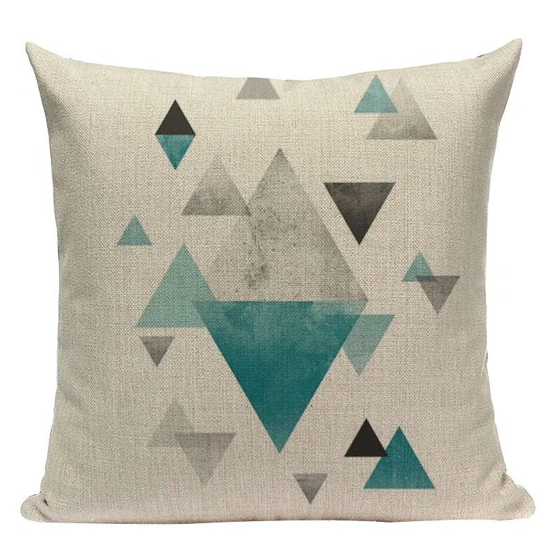 Axyaa Farmhouse Geometric Cushion Covers in Green and White