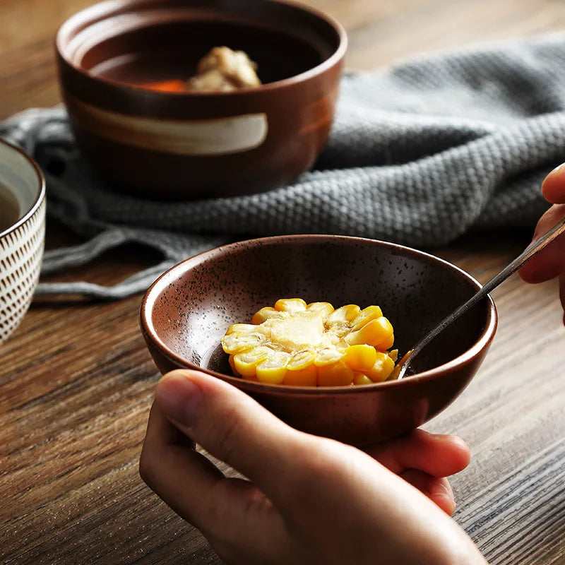 Axya Ceramic Japanese Style Soup Bowl Set - Under Glazed Color, Stew Tureen, 4.5/6.5 inch