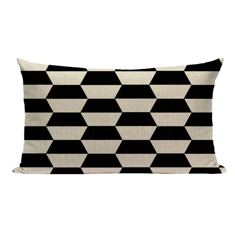 Axyaa Geometric Linen Cushion Cover 45x45cm - High Quality Decor Pillow