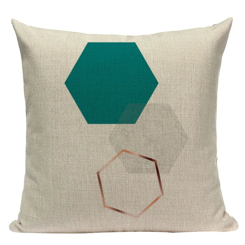 Axyaa Farmhouse Geometric Cushion Covers in Green and White