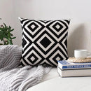 Embroidered Geometric Cushion Cover Grey Black Blue Axyaa Pillowcase Square 45x45cm