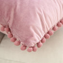 Axyaa Soft Velvet Pompom Ball Pillow Covers in Pink, Red, Blue, Ivory