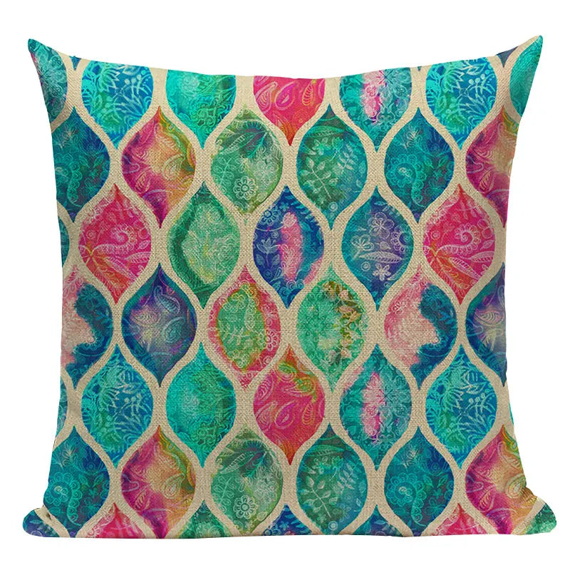 Geometric Linen Cushion Cover for Home Decor - Axyaa's Stylish Throw Pillow Case