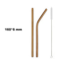 Axyaa Stainless Steel Colorful Bent Straws Set with Cleaner Brush
