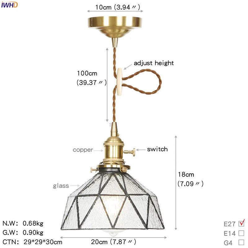 Axyaa Nordic LED Glass Pendant Lamp for Home Lighting