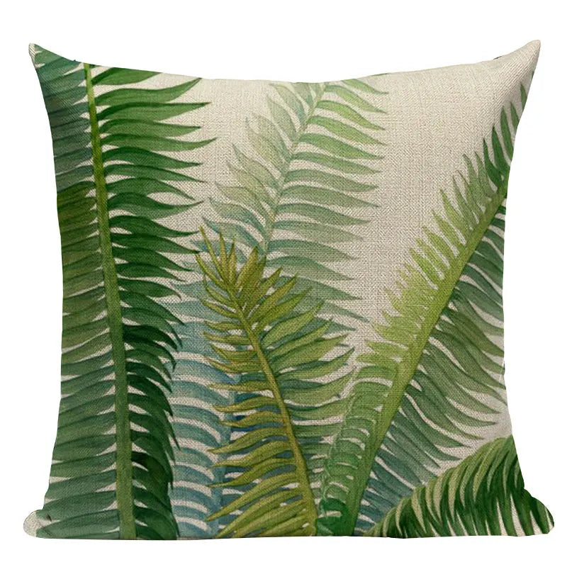 Axyaa Tropical Leaves Pillowcases - Rainforest Style Plant Cushion Covers